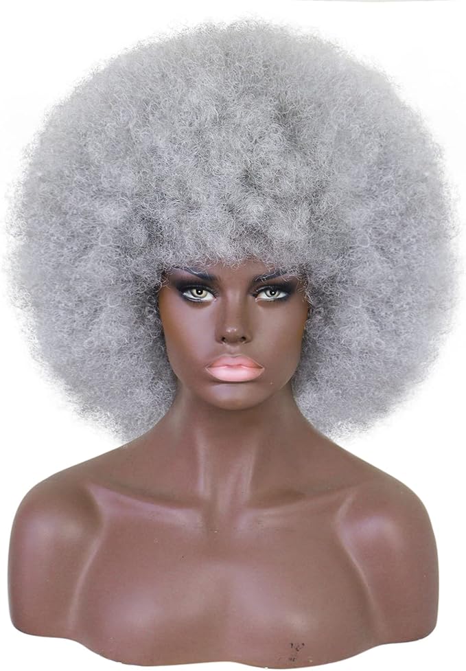 ebingoo 女式短款非洲假发银色卷发假发   假发帽银色*卷发假发适合*